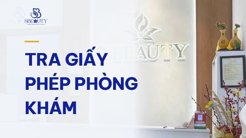 Khung giấy phép tại quầy tiếp đón S Beauty Thủ Đức
